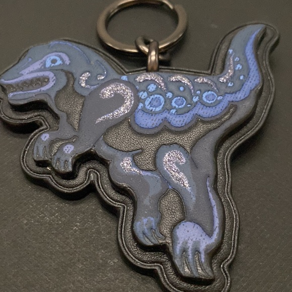 COACH X Rexy by ZHU JINGYI Key Fob Bag Charm Keychain 75534 Dinosaur Rare - Picture 2 of 6